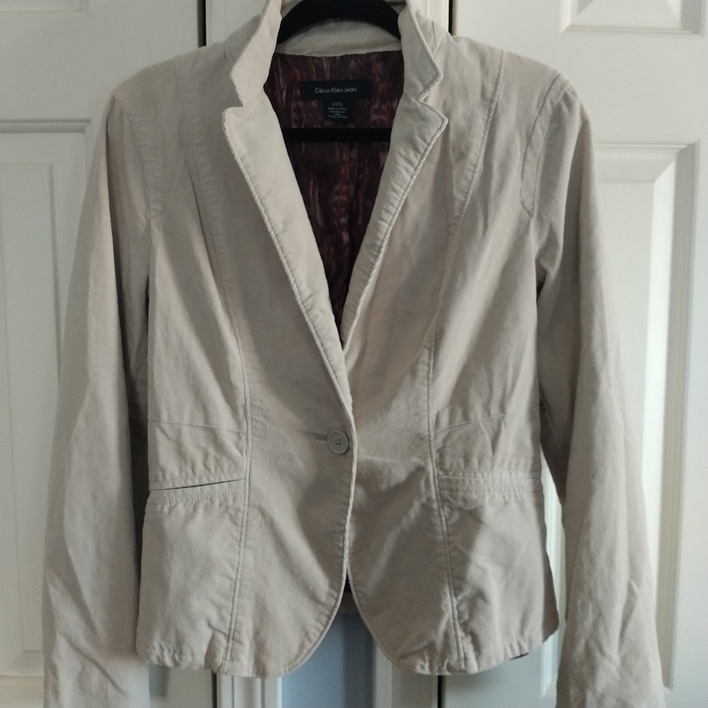 Calvin Klein Jeans Light Tan Corduroy One Button Blazer Jacket SP